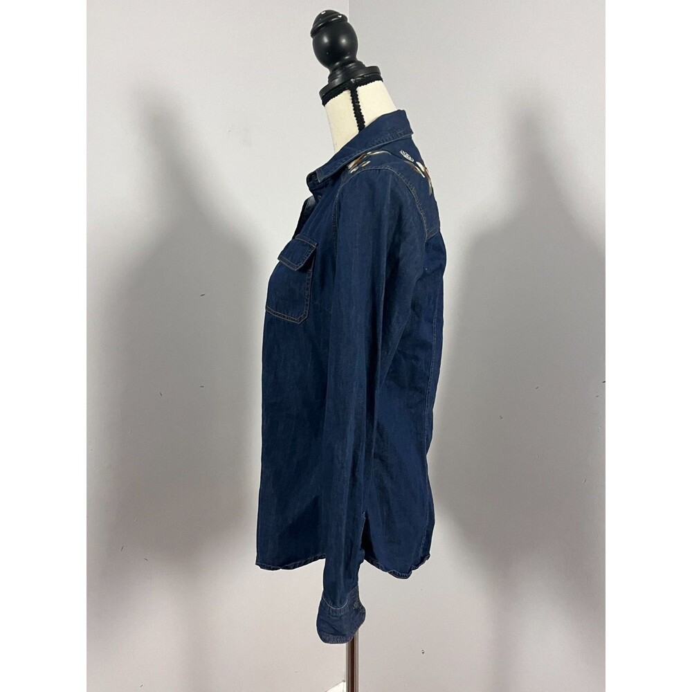 Pendleton Denim Button Front Shirt Embroidered Floral Blue Women's Small - Picture 3 of 6